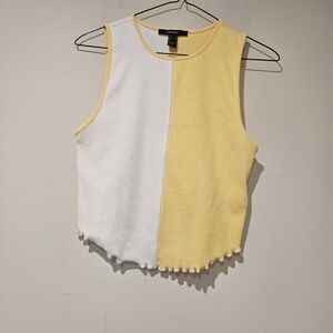 Forever 21 Yellow and White Tank Top, Size Small